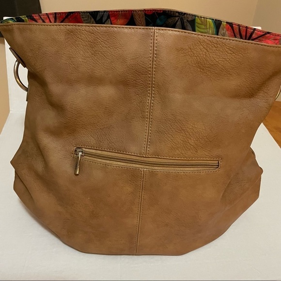 espe Vegan Leather Large Crossbody Satchel, Hobo Bag, Botanical Interior. - Picture 9 of 16